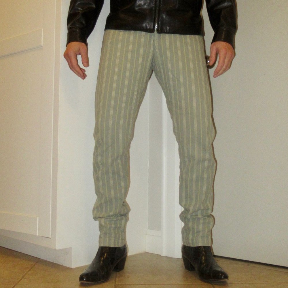 Diesel Made In Italy Men's Green Multi-Striped Jeans Size 32